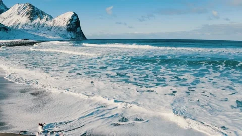 Lofoten beach waves Stock Footage 228673923