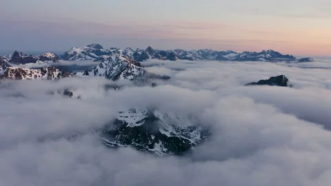 Lofoten islands Cloud inversion sunset 2 Stock Footage 205056874