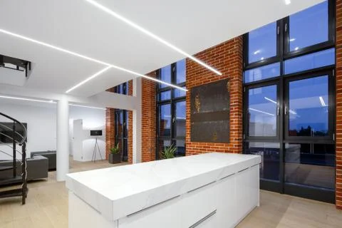 Loft apartment with led lighting Stock Photos