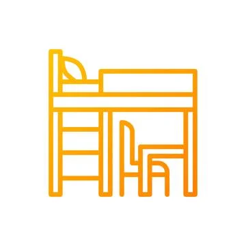 Loft bed pixel perfect gradient linear vector icon Stock Illustration