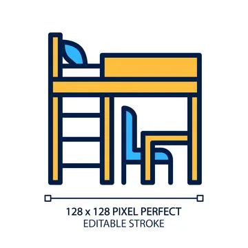 Loft bed pixel perfect RGB color icon Stock Illustration