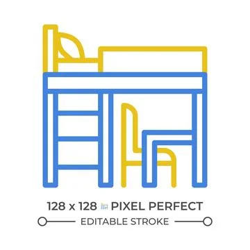 Loft bed two color line icon Stock Illustration