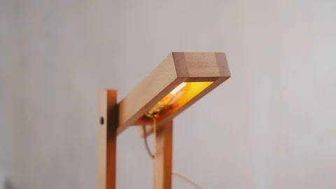 Loft cube wooden lamp on the table. Stock Footage 127779586