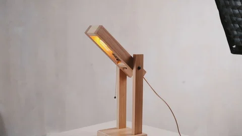 Loft cube wooden lamp on the table. Stock Footage 127779591