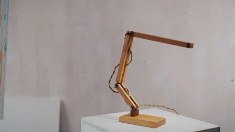 Loft cube wooden lamp on the table. Stock Footage 127779676