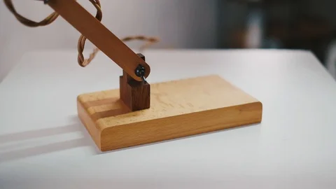 Loft cube wooden lamp on the table. Stock Footage 127779682