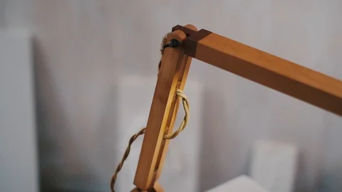 Loft cube wooden lamp on the table. Stock Footage 127779691