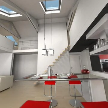 Loft dining area Stock Illustration