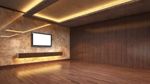 Loft Empty Room, 3d render interior design, mock up illustration Illustrazione stock