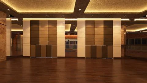 Loft Empty Room, 3d render interior design, mock up illustration Illustrazione stock