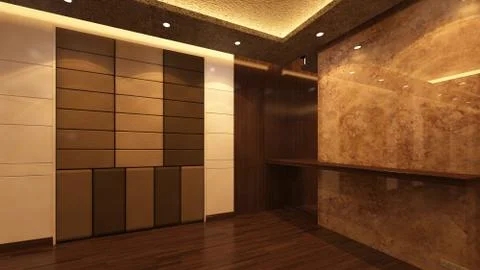 Loft Empty Room, 3d render interior design, mock up illustration Stock Illustration