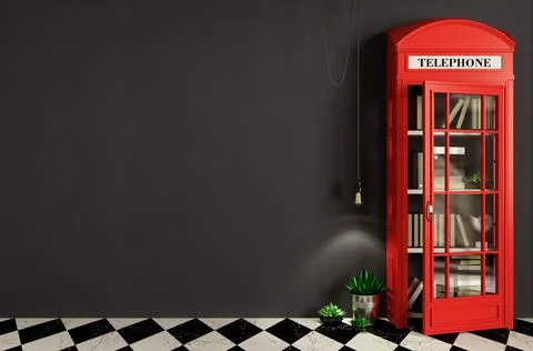 Loft interior background old wall and Phone booth Stock Photos