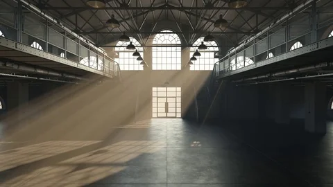 Loft interior illuminated by godrays Stock Footage 83657094