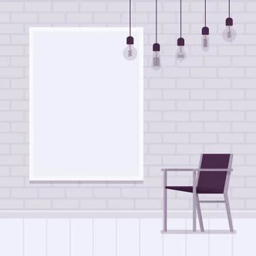 Loft interior with white brick wall frame for copyspace Stock Illustration