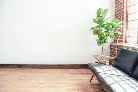 Loft interior with white wall Stock Photos