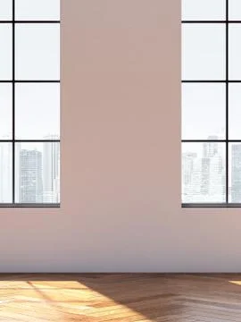 Loft interior with windows. 3d rendering Stock Illustration