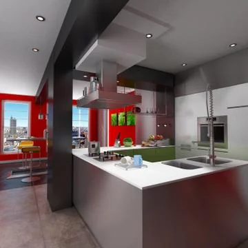 Loft kitchen Illustrazione stock