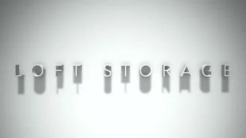 loft storage 3D title animation white te... | Stock Video | Pond5
