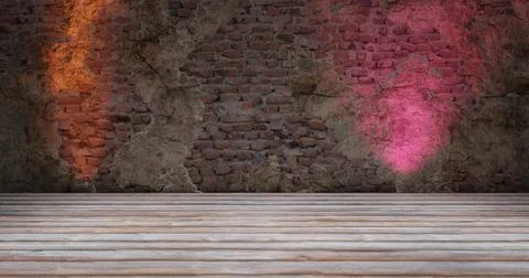Loft-style brick wall with cracked plaster interior 3d render Stockillustratie