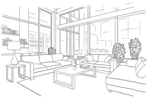 Loft style interior Stock Illustration