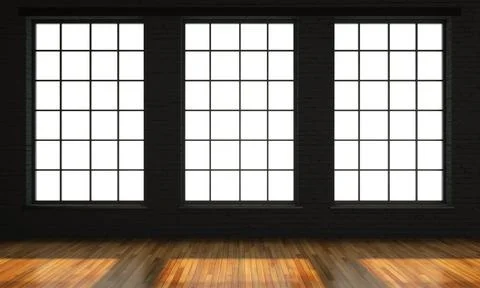 Loft style interior with two black windows Stock Illustration