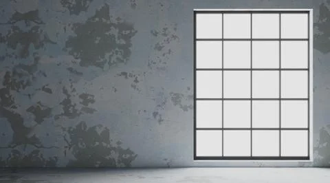 Loft style interior wall with black windows Stock Illustration