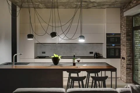 Loft style kitchen Stock Photos