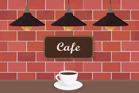 Loft style lamp with brick wall in cafe isolated interior element vector Illustrazione stock