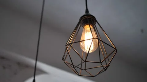 Loft style lamp. Interior incandescent Edison lamp Stock Footage 260975830