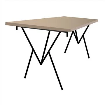 Loft style table with wood top and black metal frame. Vector. Isolated on a Stock Illustration