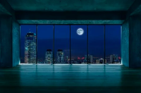 Lofty house with moon view Stock Photos