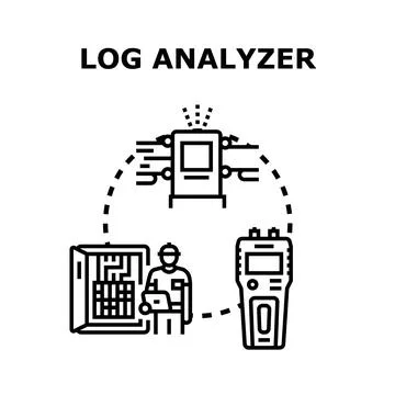 Log analyzer concept with technician analyzing system data イラスト素材