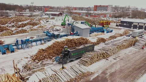 Log and timber terminal Stock Footage 150269613