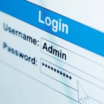 Log-in box on computer screen Stock Photos