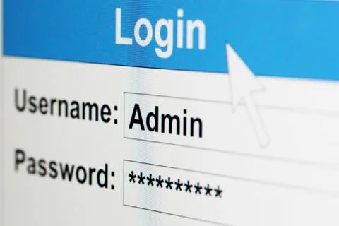 Log-in box on computer screen Stock Photos