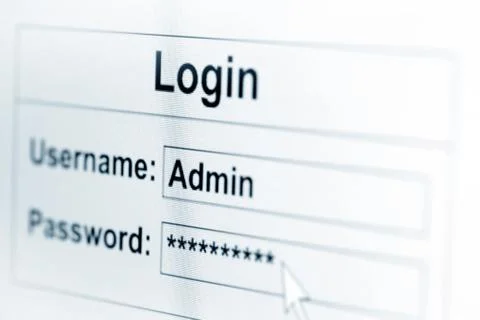 Log-in box on computer screen Stock Photos
