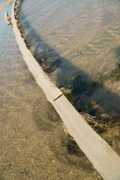 Log bridge on a stream Foto stock