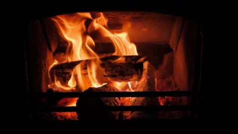 Log Burning Fire Flames in Close up Slow Motion Stock Footage 227749154