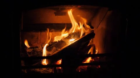 Log Burning Fire Flames in Close up Slow Motion Stock Footage 227749812