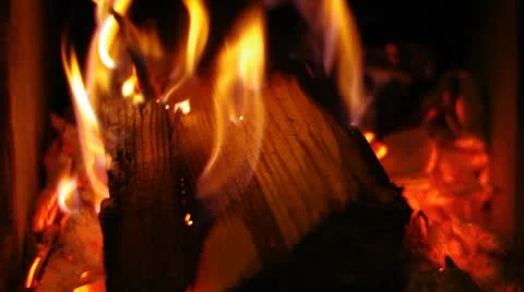 Log Burning Fireplace Stock Footage 10747634