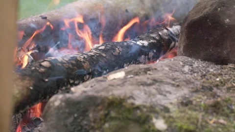 Log Burning outside Stock Footage 322918286