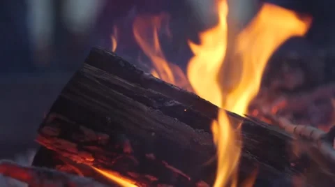 Log Burning in Slow Motion Stock Footage 47321840