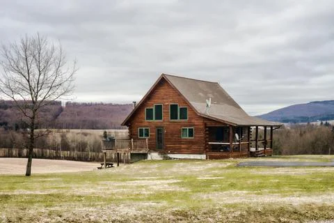 Log cabin in the Adirondacks Stock Photos
