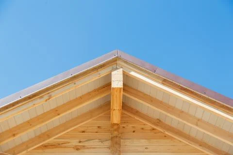 Log cabin building gable end Stock Photos