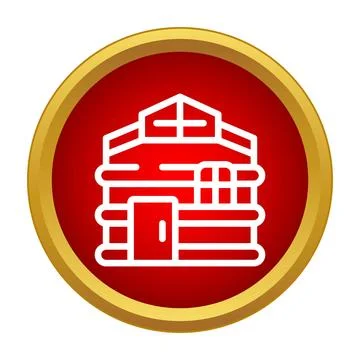 Log cabin building icon representing old rustic dwelling Stock Illustration