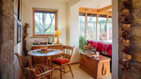 Log Cabin Dining Area Fotos Stock