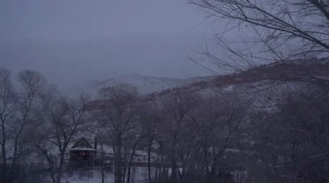 Log Cabin in the distance Stock Footage 60264607