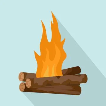 Log cabin fire icon, flat style Stock-Illustration