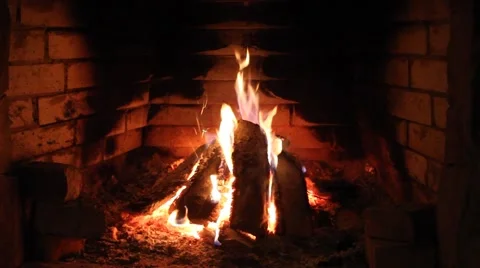 Log Cabin Fireplace Stock Footage 46751644