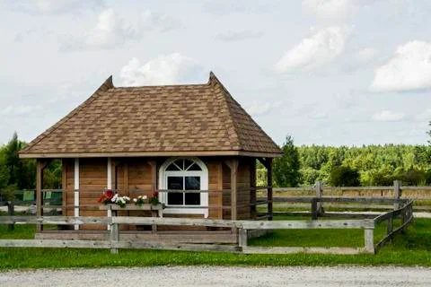 Log cabin on the hill Stock Photos